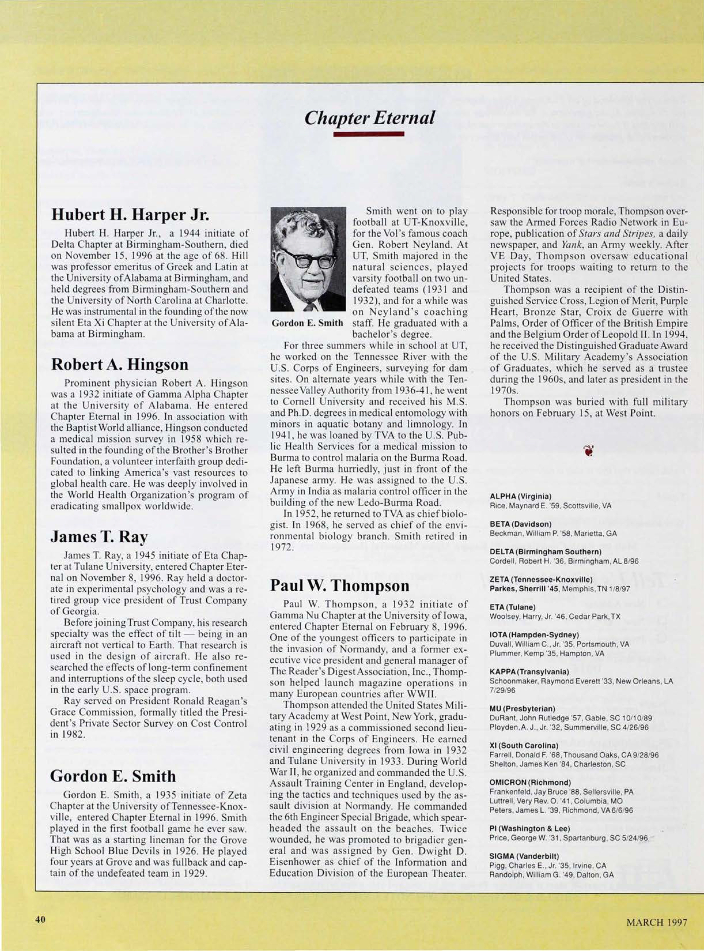 Chapter Eternal, March 1997